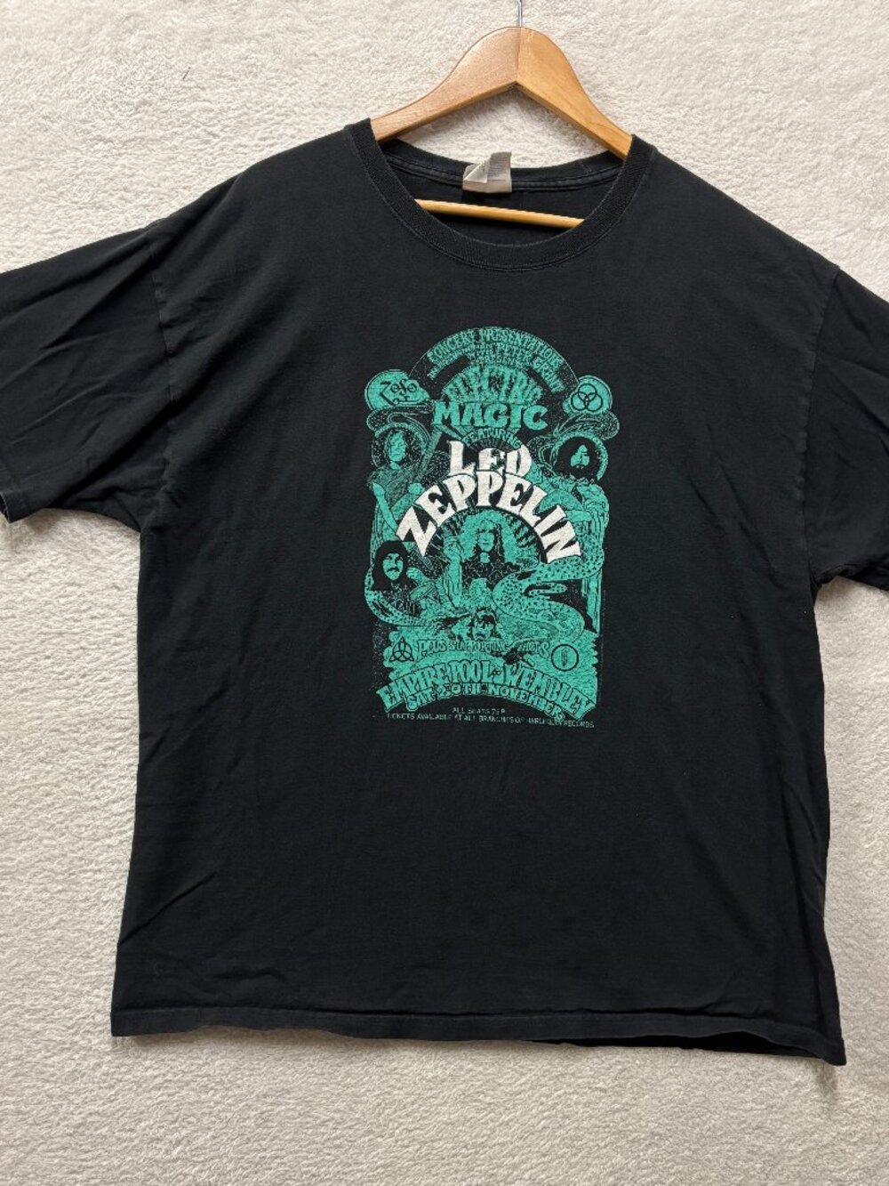 Led Zeppelin Electric Magic Wembley Concert Shirt XL Black Hanes Heavyweight